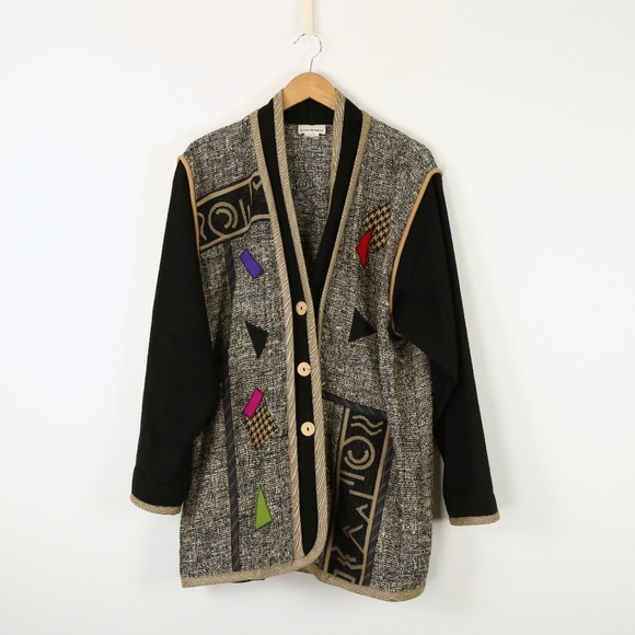 Lynn Murray Jackets & Blazers - Vintage Lynn Murray 1980s Art To Wear Silk Wool Button Front Jacket Coat